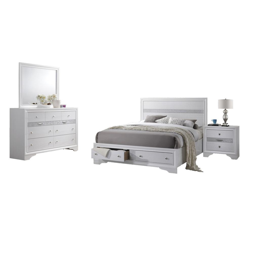 Catherine White 4 Piece Bedroom Set, California King. Picture 1