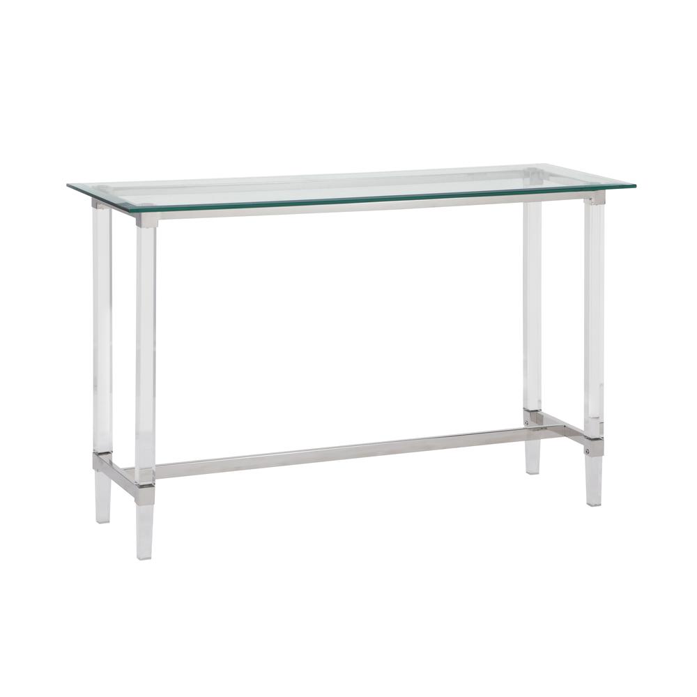 Acrylic Glass Rectangle Console Table w/Glass Lower Shelf. Picture 1