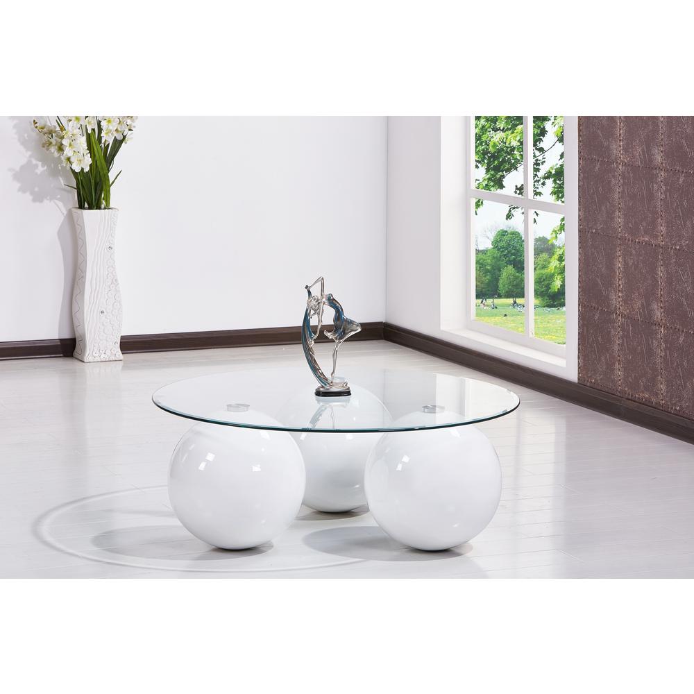 High Gloss Lacquer Coffee Table with Glass Top, White. Picture 1