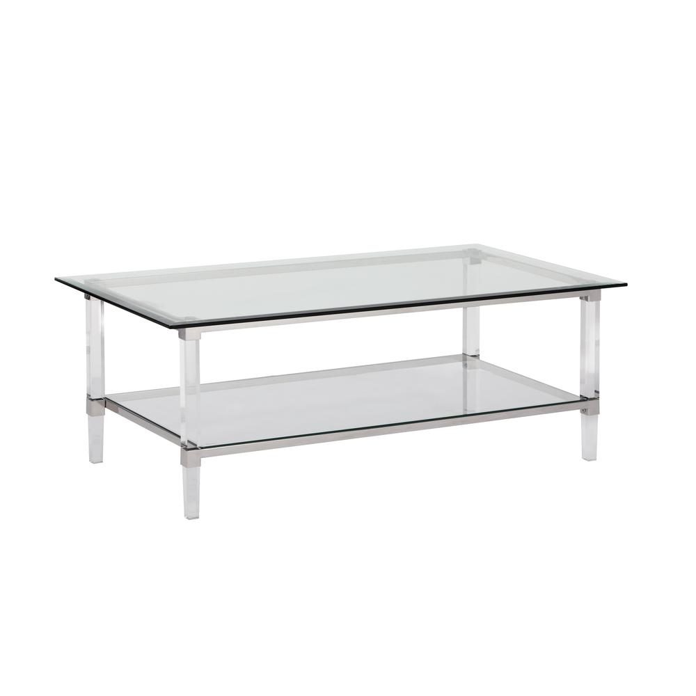 Acrylic Glass Rectangle Coffee Table w/Glass Lower Shelf. Picture 1