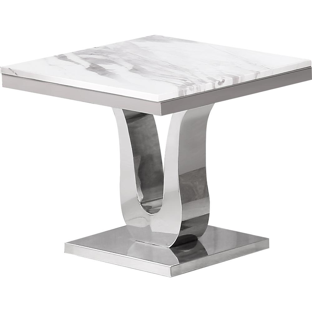 Marble Top End Table with Stainless Steel Base. Picture 2