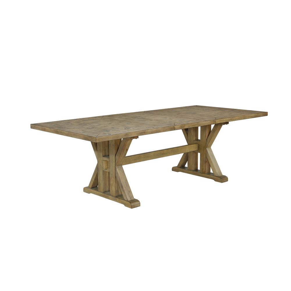 72"-96" Extension Dining Table w/Center 24-Inch Leaf, Rustic Oak Color. Picture 1