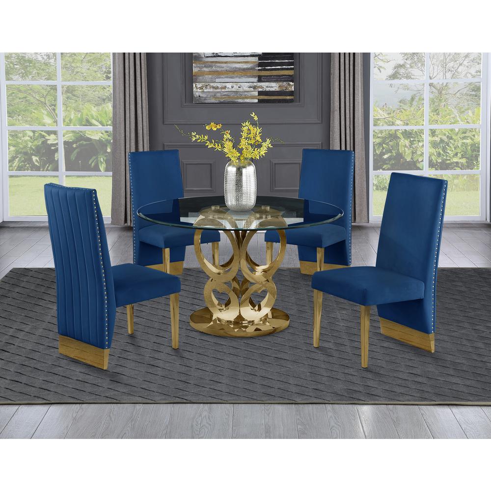 gold and blue dining set