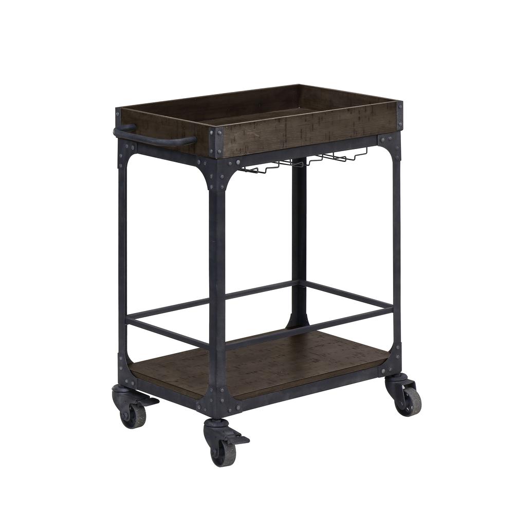 Rustic Espresso Cart with Lower Shelf. Picture 1