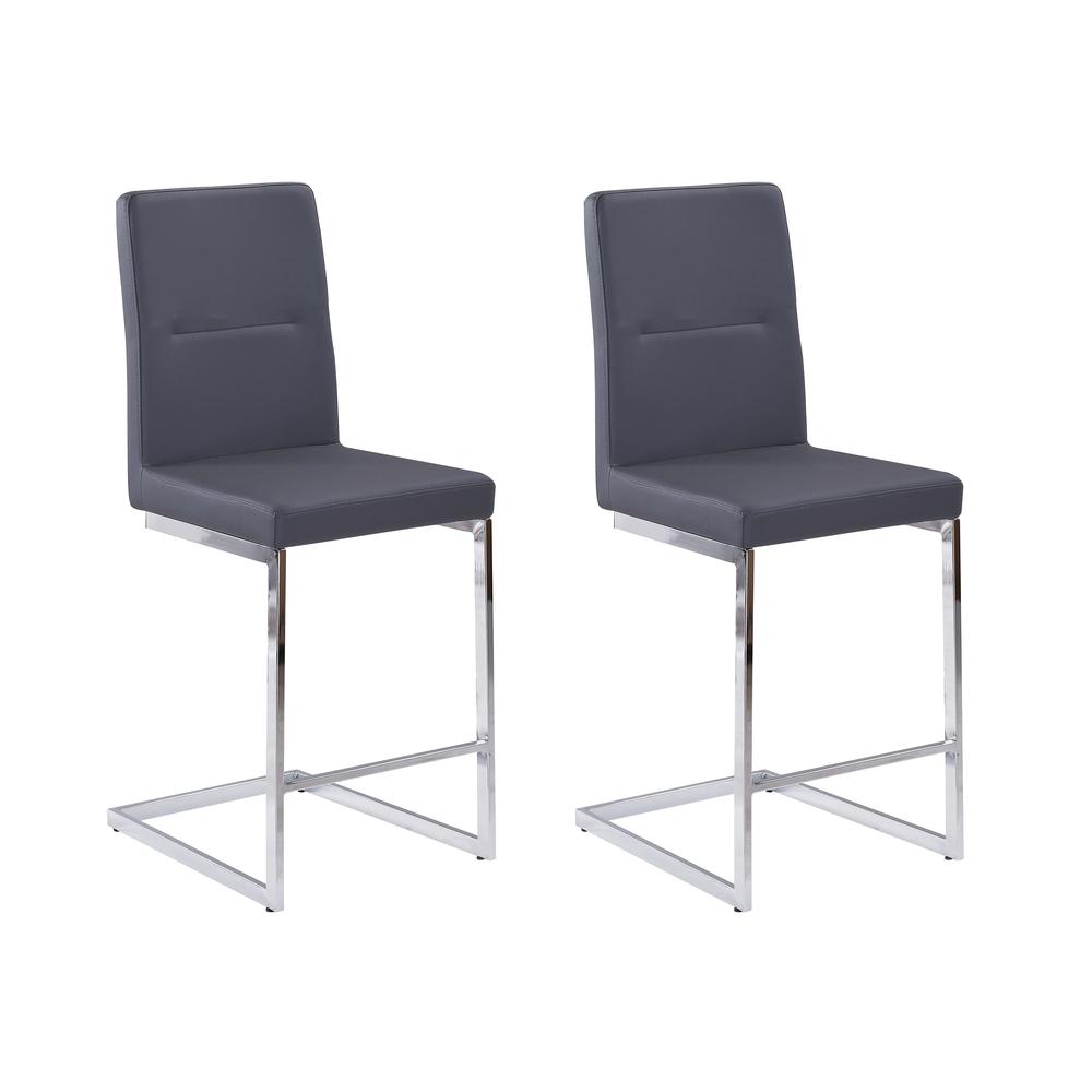 Counter Height Side Chairs with Footrest, Gray. Picture 1