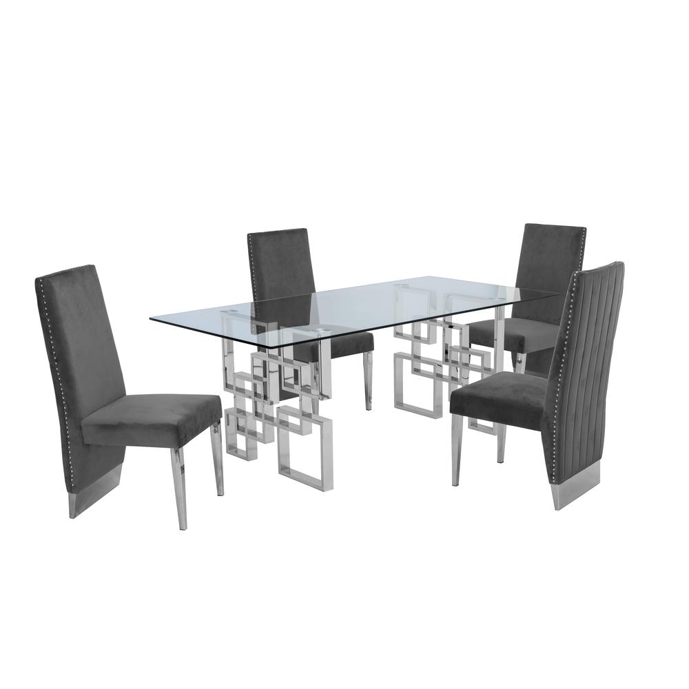 5 Piece Dining Set w/ Stainless Steel Table 813. Picture 3