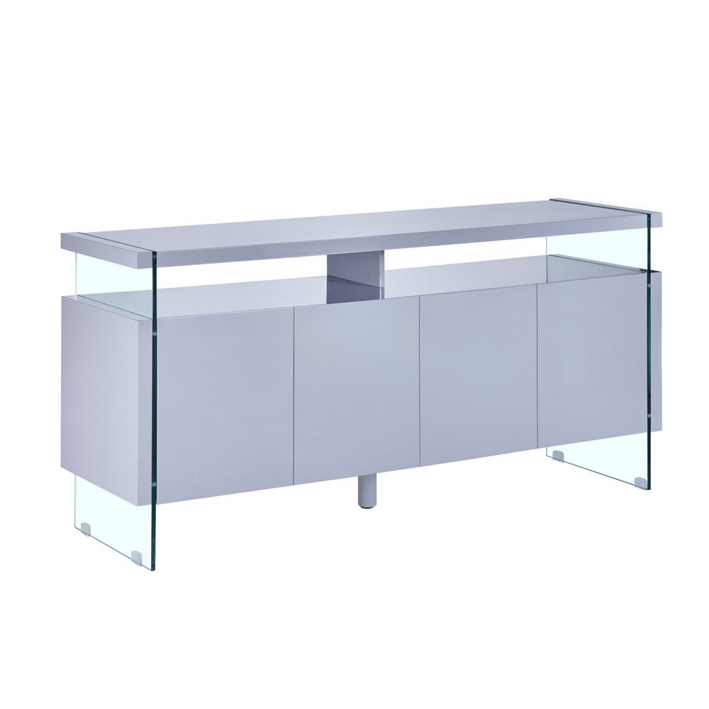 High Gloss Gray server with glass legs. Picture 1