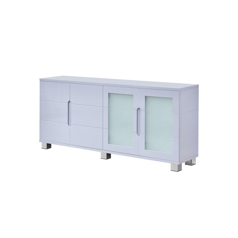 High Gloss light Gray server with 4 doors. Picture 1