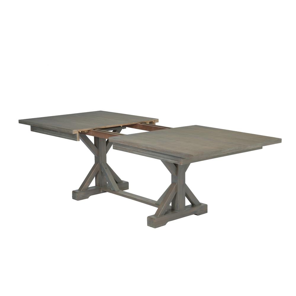 78"-96" Extension Dining Table w/Center 18-Inch Leaf, Rustic Grey Color. Picture 3