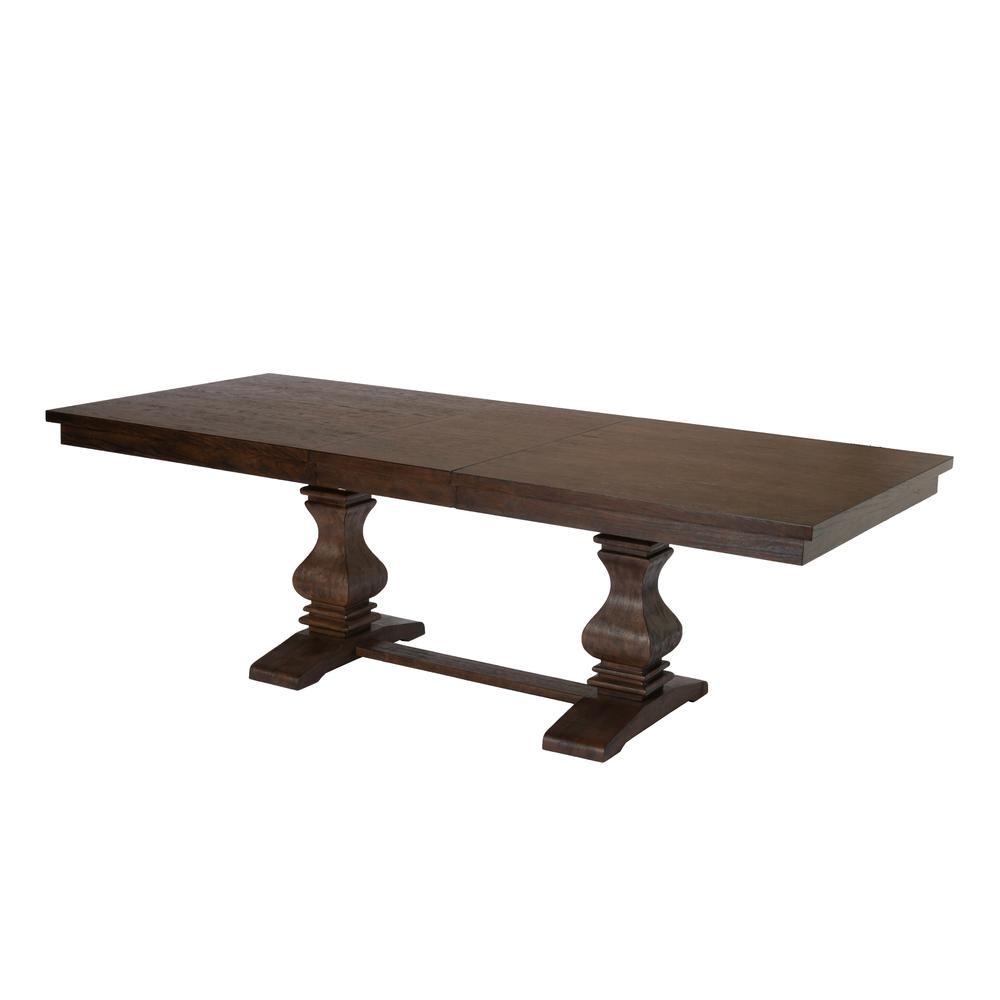 78"-96" Extension Dining Table w/Center 18-Inch Leaf, Walnut Color. Picture 1
