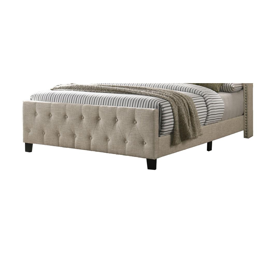 Beige Linen Tufted Panel Bed - Queen. Picture 2