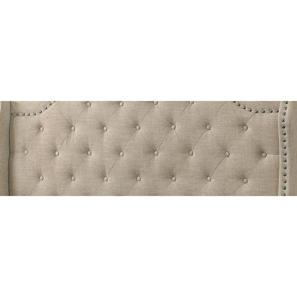 Beige Linen Tufted Panel Bed - Queen. Picture 3