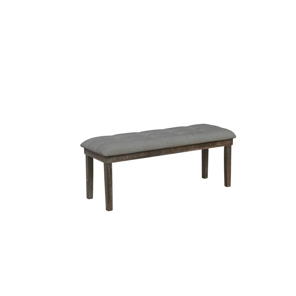 Classic Upholstered Dining Bench Tufted in Linen Fabric, Dark Grey. Picture 1
