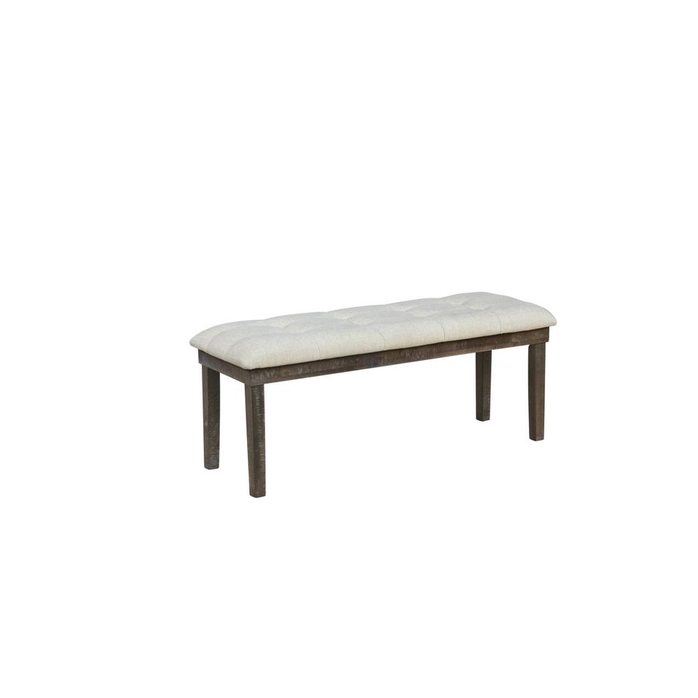 Classic Upholstered Dining Bench Tufted in Linen Fabric, Beige. Picture 1