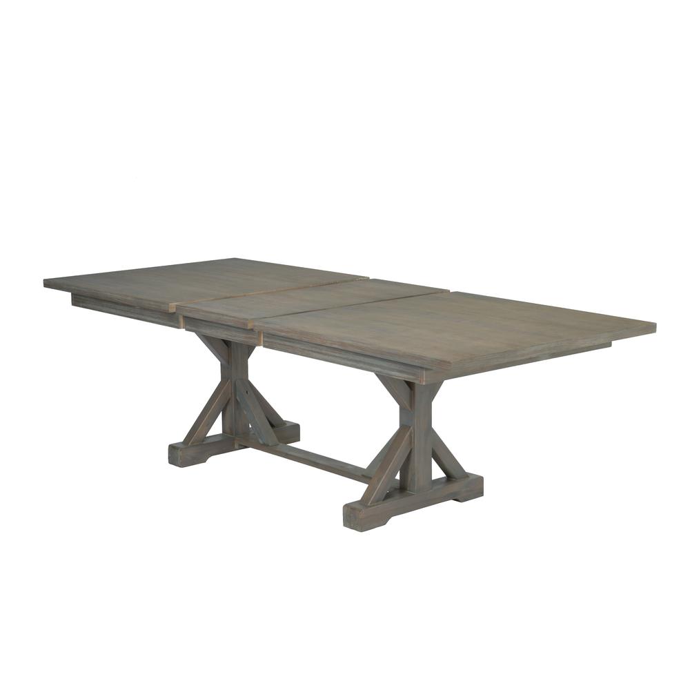 78"-96" Extension Dining Table w/Center 18-Inch Leaf, Rustic Grey Color. Picture 2