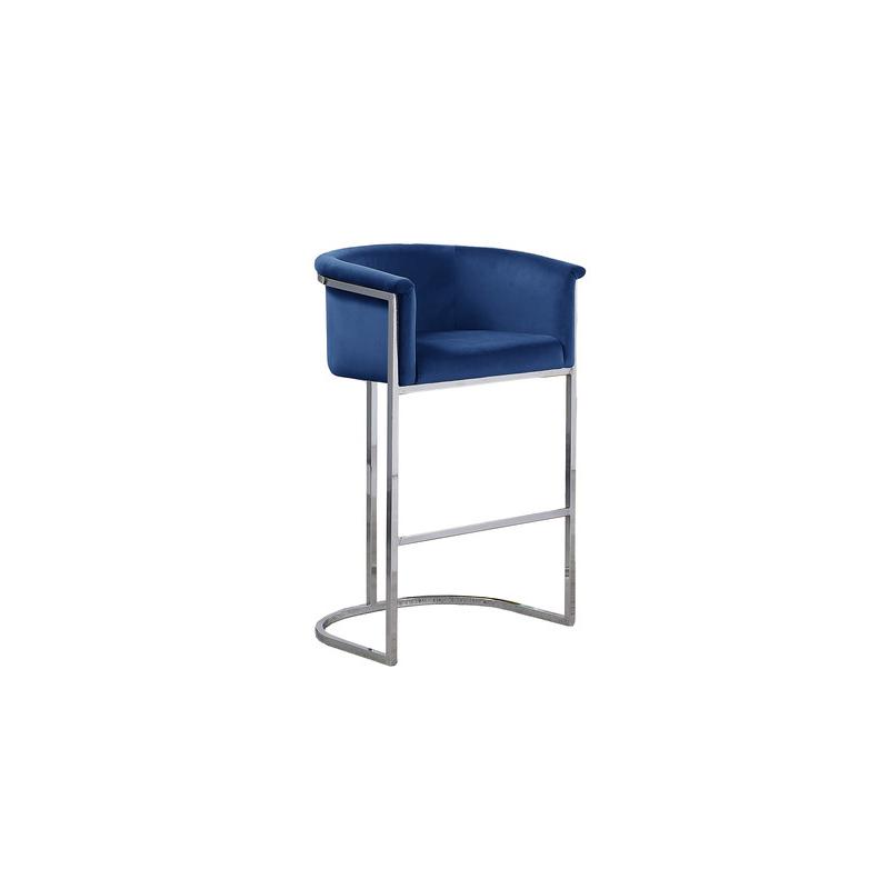 29" Navy Blue Upholstered Barstool with Silver Base -Single. Picture 1