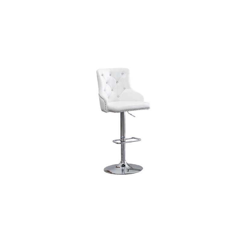 Faux Leather Adjustable Bar Stool in White, Set of 2. Picture 1