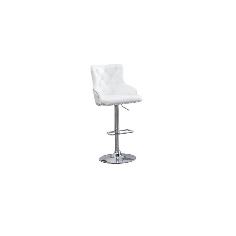 Faux Leather Adjustable Bar Stool in White, Set of 2, White. Picture 1