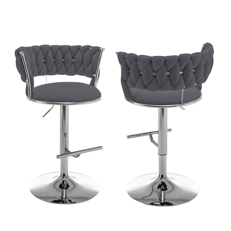 Dark gray adjustable barstool with silver color base (SET OF 2). Picture 1