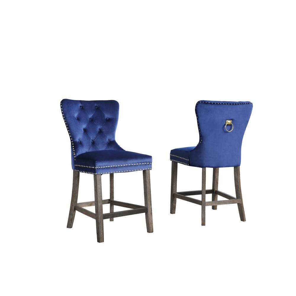 Upholstered Cpunter Height Chair set of 2, in Black Velvet. Picture 1