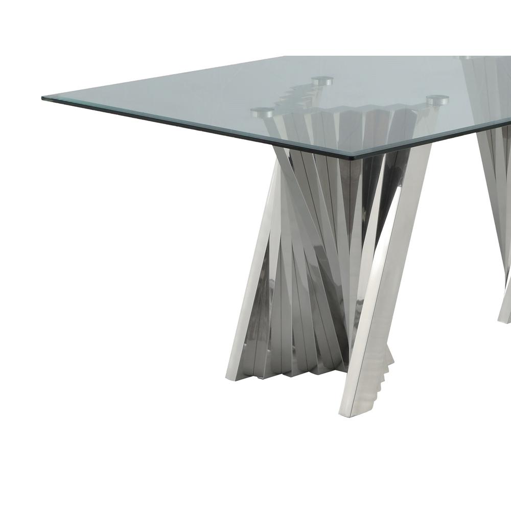 Glass Coffee Table with Stainless Steel Double Base. Picture 2