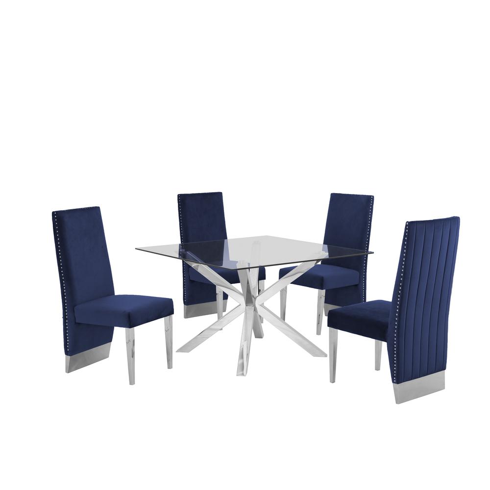 5 Piece Dining Set w/ Stainsteel Table 693. Picture 1
