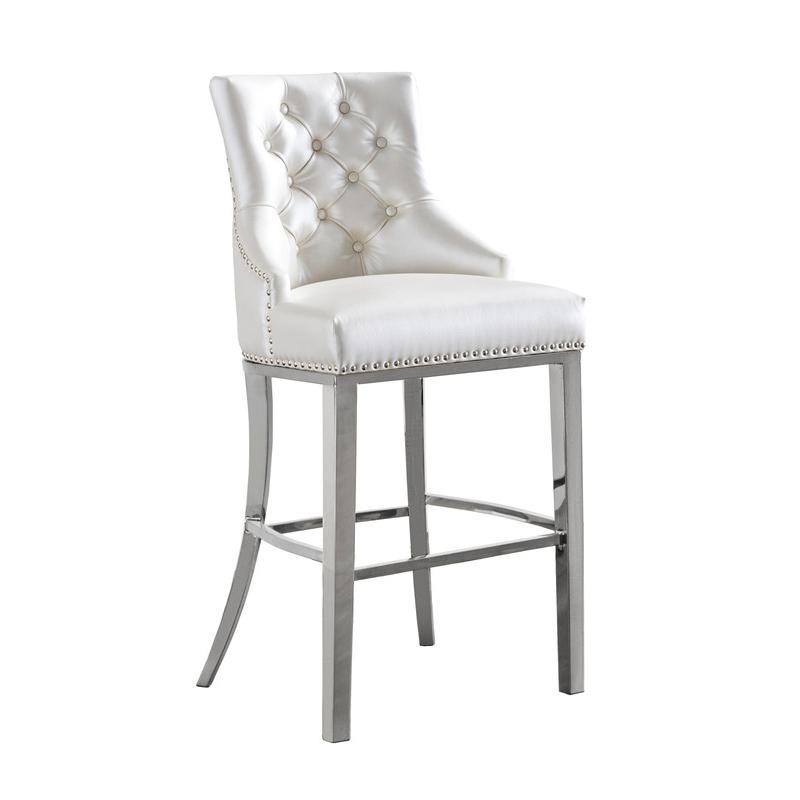 24" upholstered counter height chairs in pearl white faux leather (SET OF 2). Picture 1