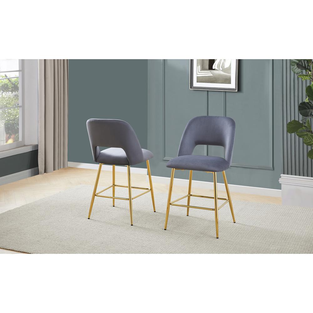 Dark gray with gold base bar stool (SET OF 2). Picture 2