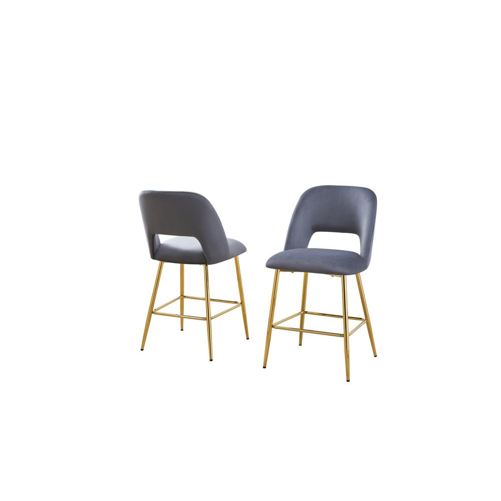 Dark gray with gold base bar stool (SET OF 2). Picture 1