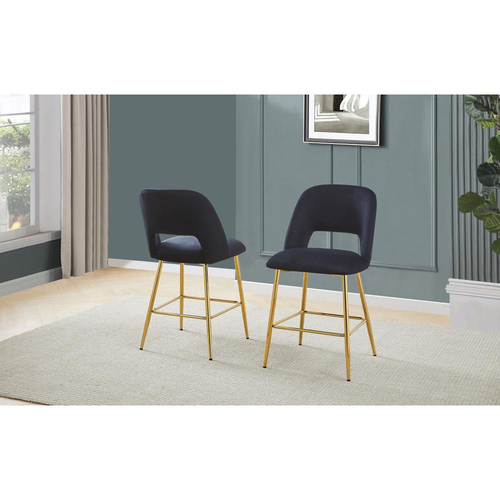 Black with gold base bar stool (SET OF 2). Picture 2