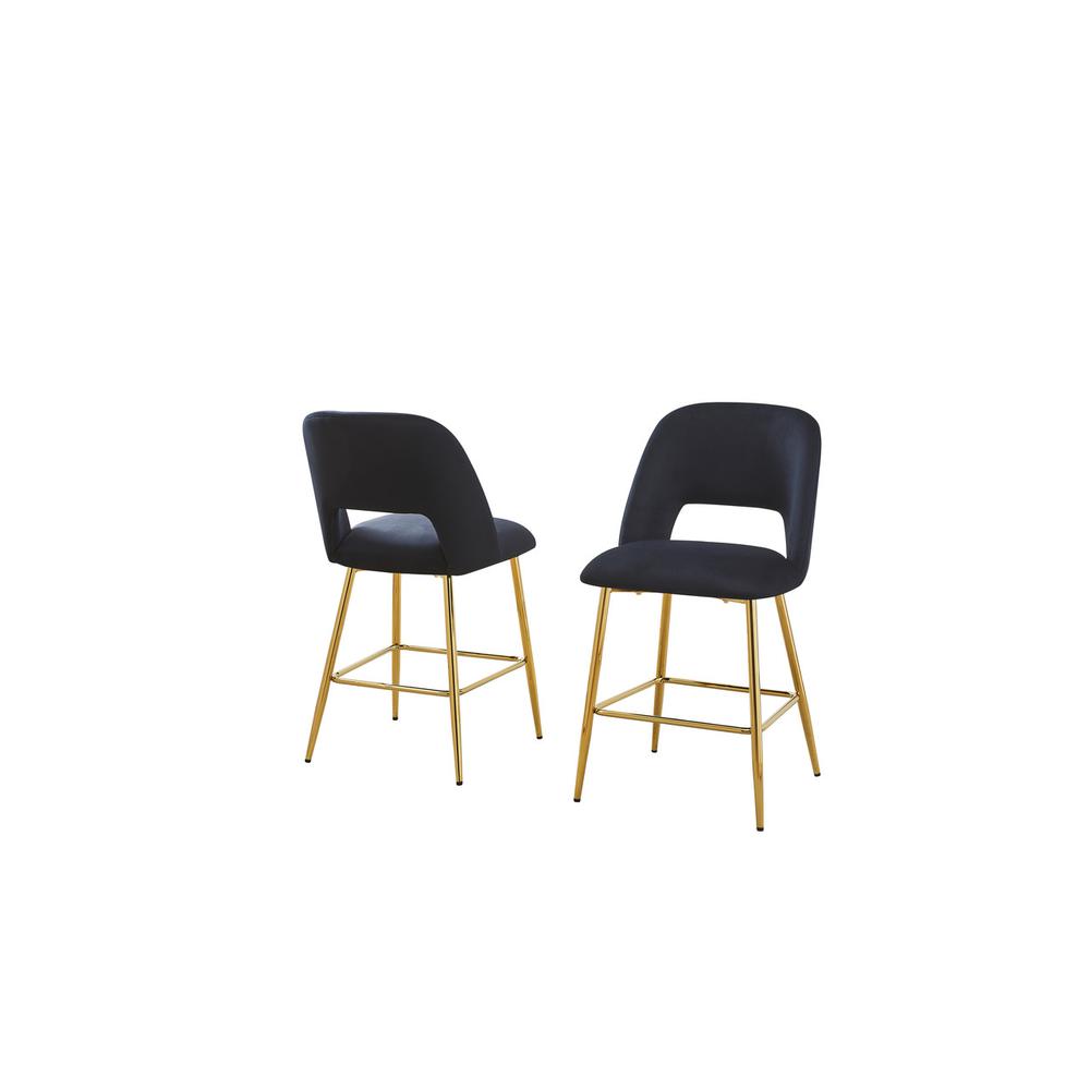 Black with gold base bar stool (SET OF 2). Picture 1