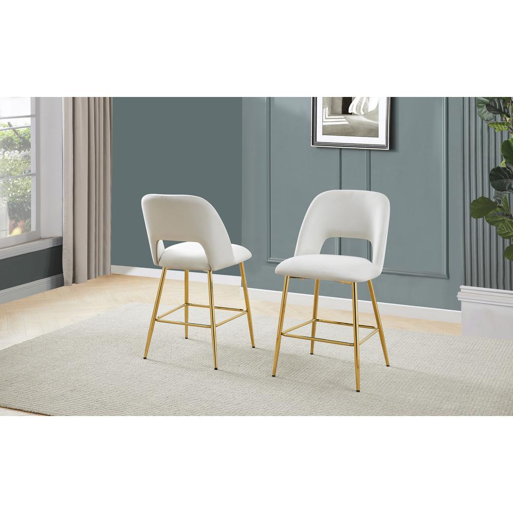 Cream with gold base bar stool (SET OF 2). Picture 2