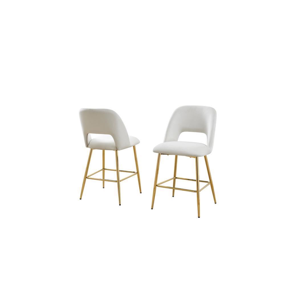 Cream with gold base bar stool (SET OF 2). Picture 1