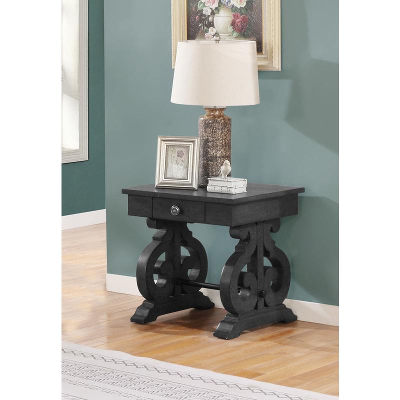 Solid Wood End Table in Dark Gray. Picture 1