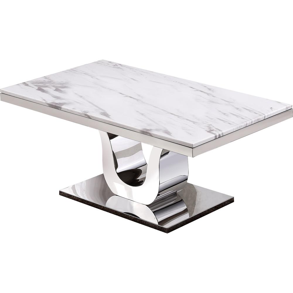 Marble Top Coffee Table with Stainless Steel Base. Picture 2