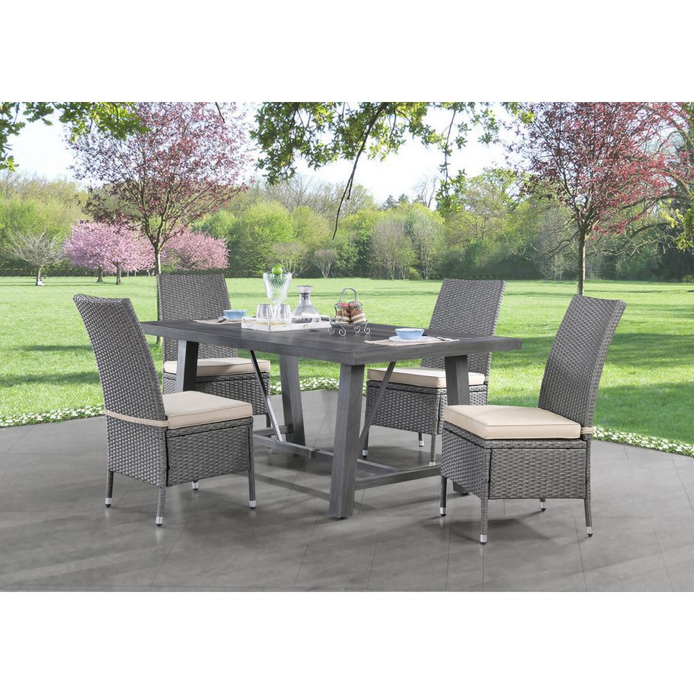 5-piece outdoor dining table in grey aluminum metal. Picture 4