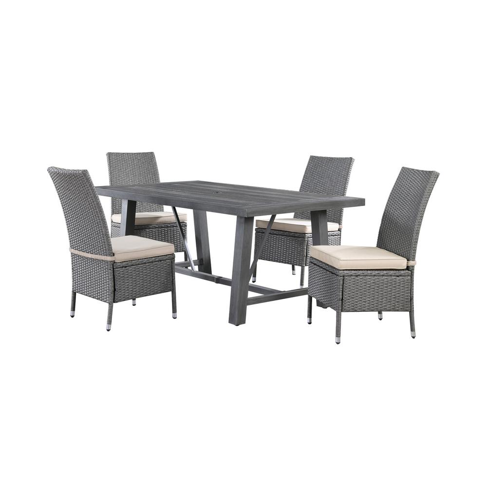 5-piece outdoor dining table in grey aluminum metal. Picture 1