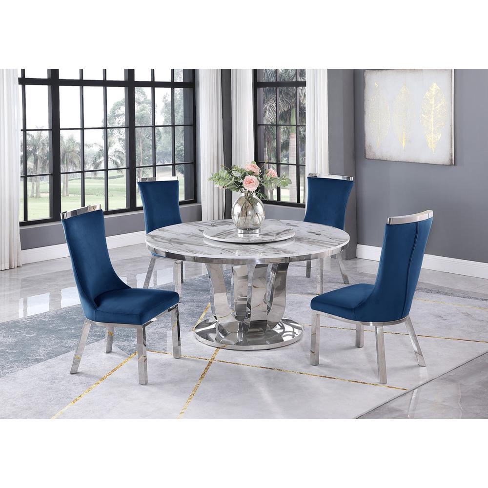 6pc dining set- Round table with lazy susan and 4 upholstered dining chairs. Picture 4