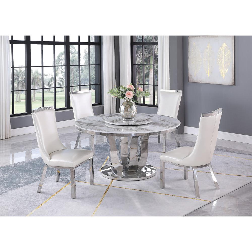6pc dining set- Round table - lazy susan and 4 upholstered dining chairs. Picture 4