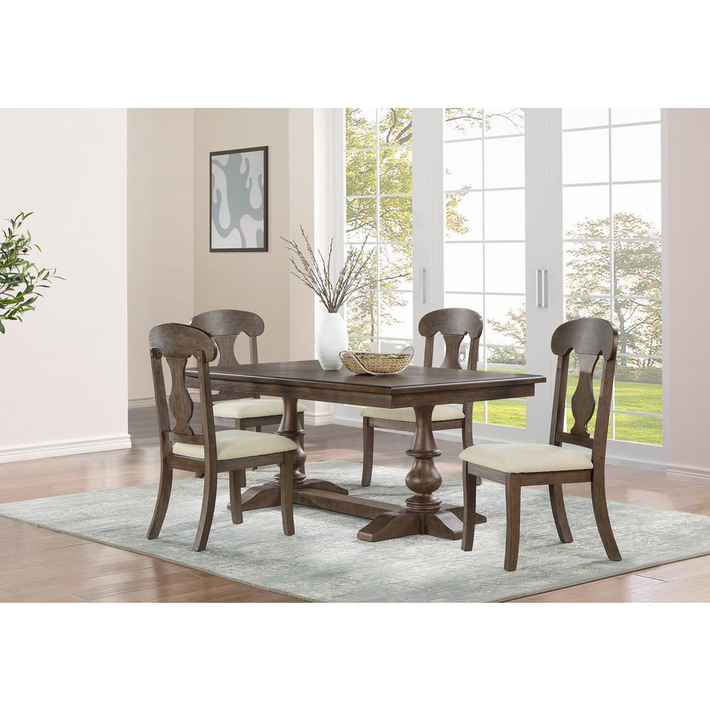 5pc Traditional style dining set in rustic oak color. Picture 5