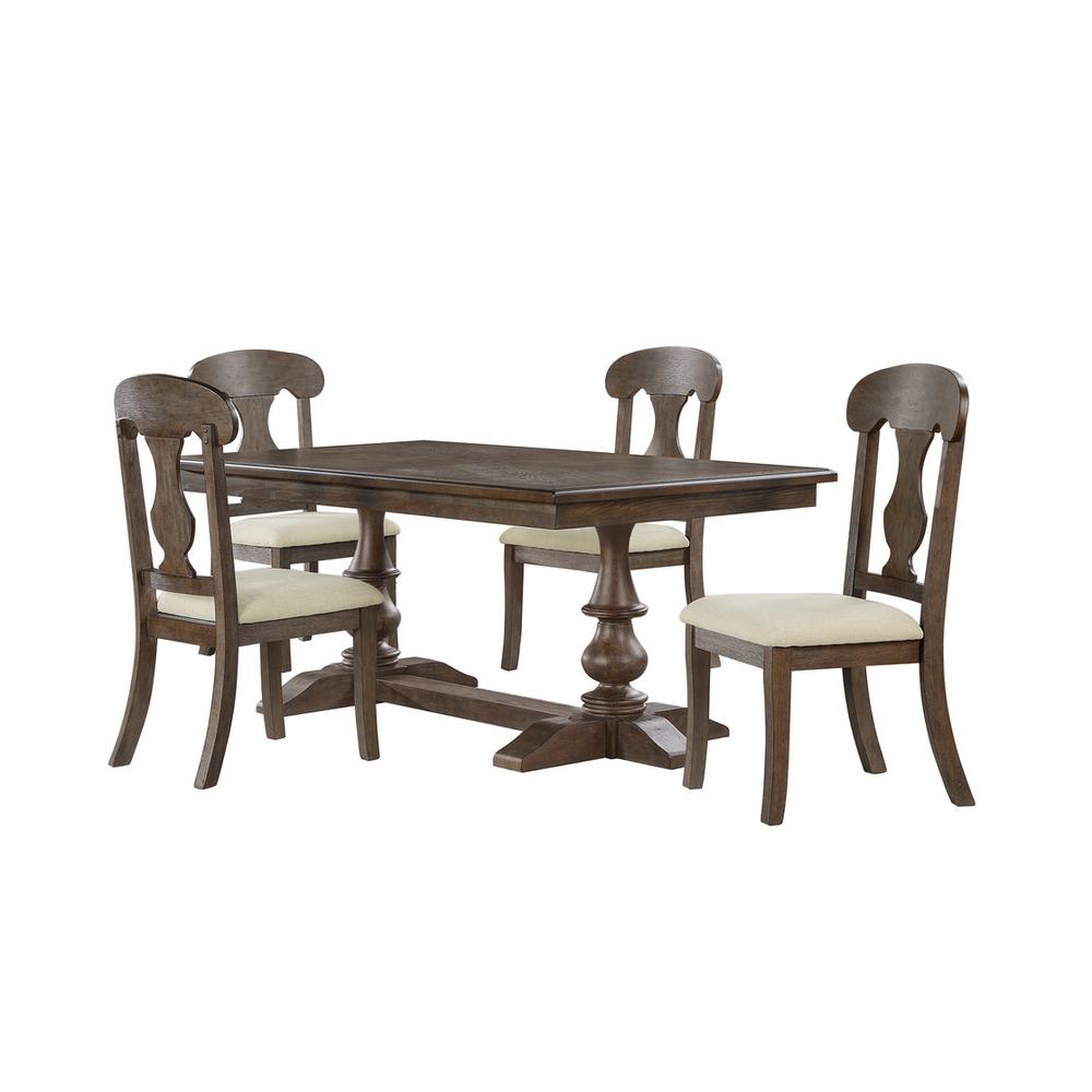 5pc Traditional style dining set in rustic oak color. Picture 1