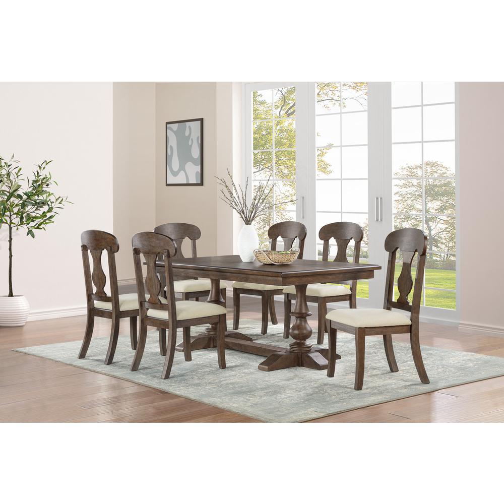7pc Traditional  style dining set in rustic oak color. Picture 5