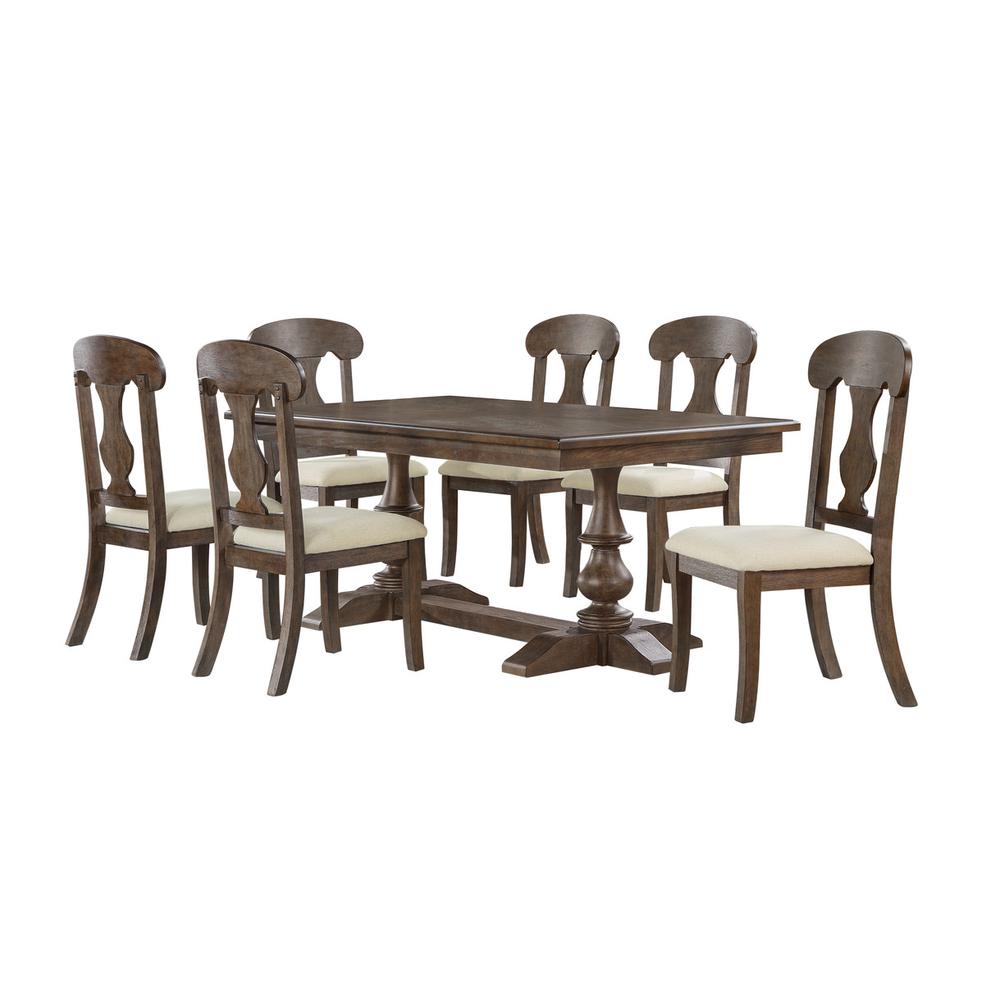 7pc Traditional  style dining set in rustic oak color. Picture 1