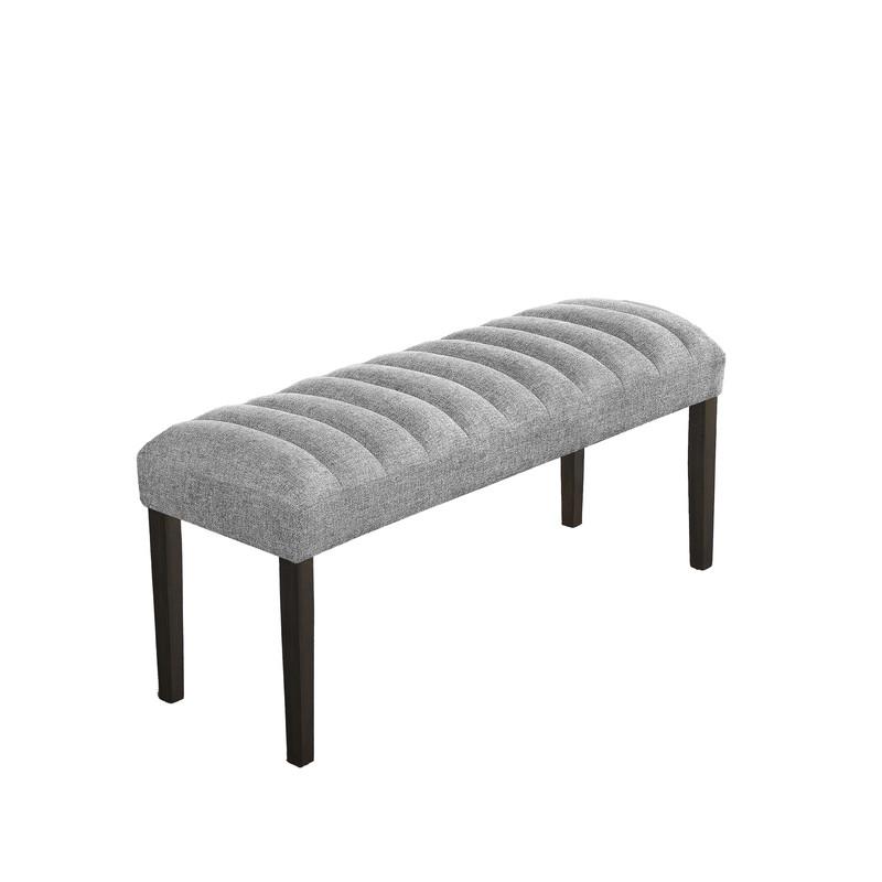 Single dark grey linen fabric dining bench. Picture 1