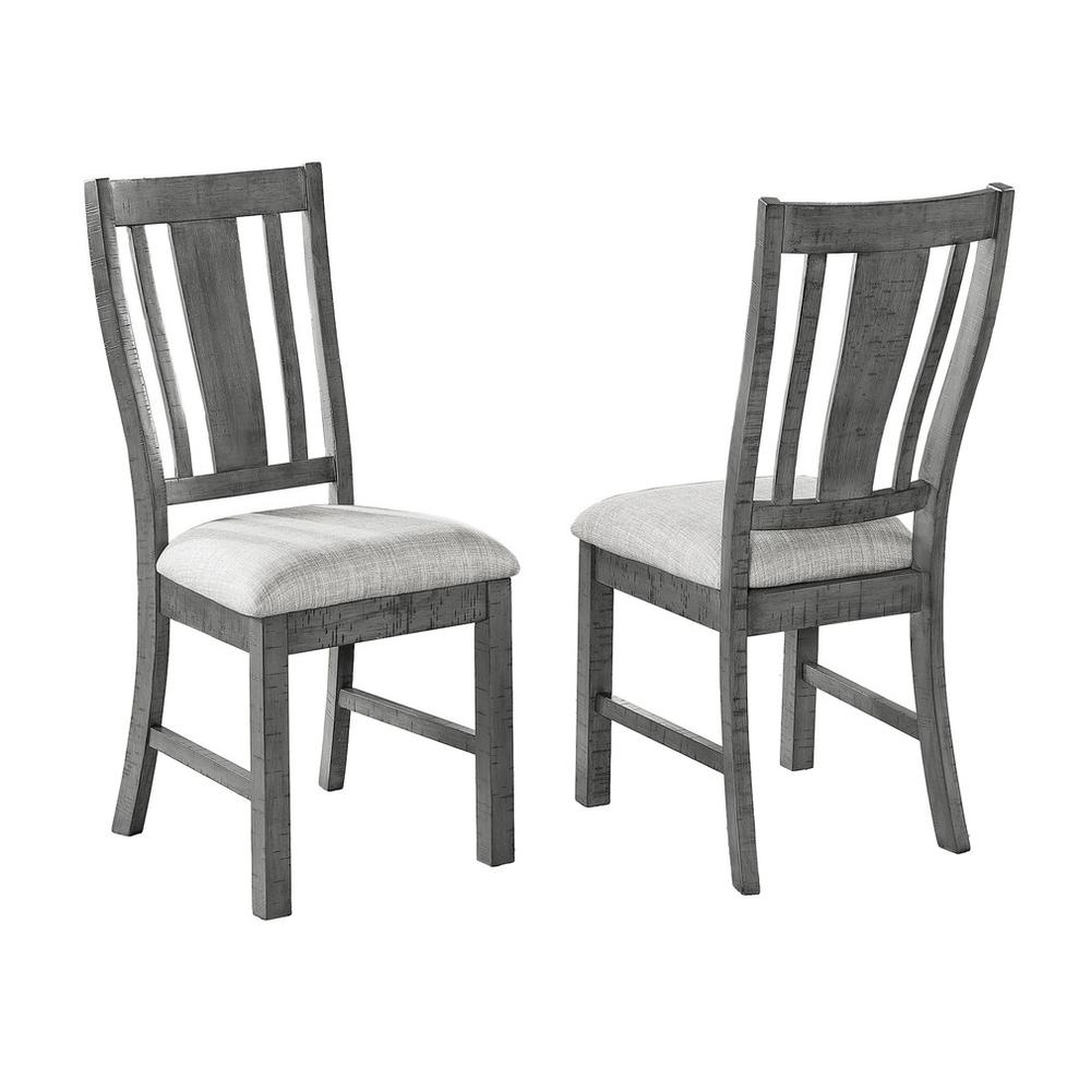 Upholstered rustic grey dining chairs with light grey linen fabric (SET OF 2). Picture 1