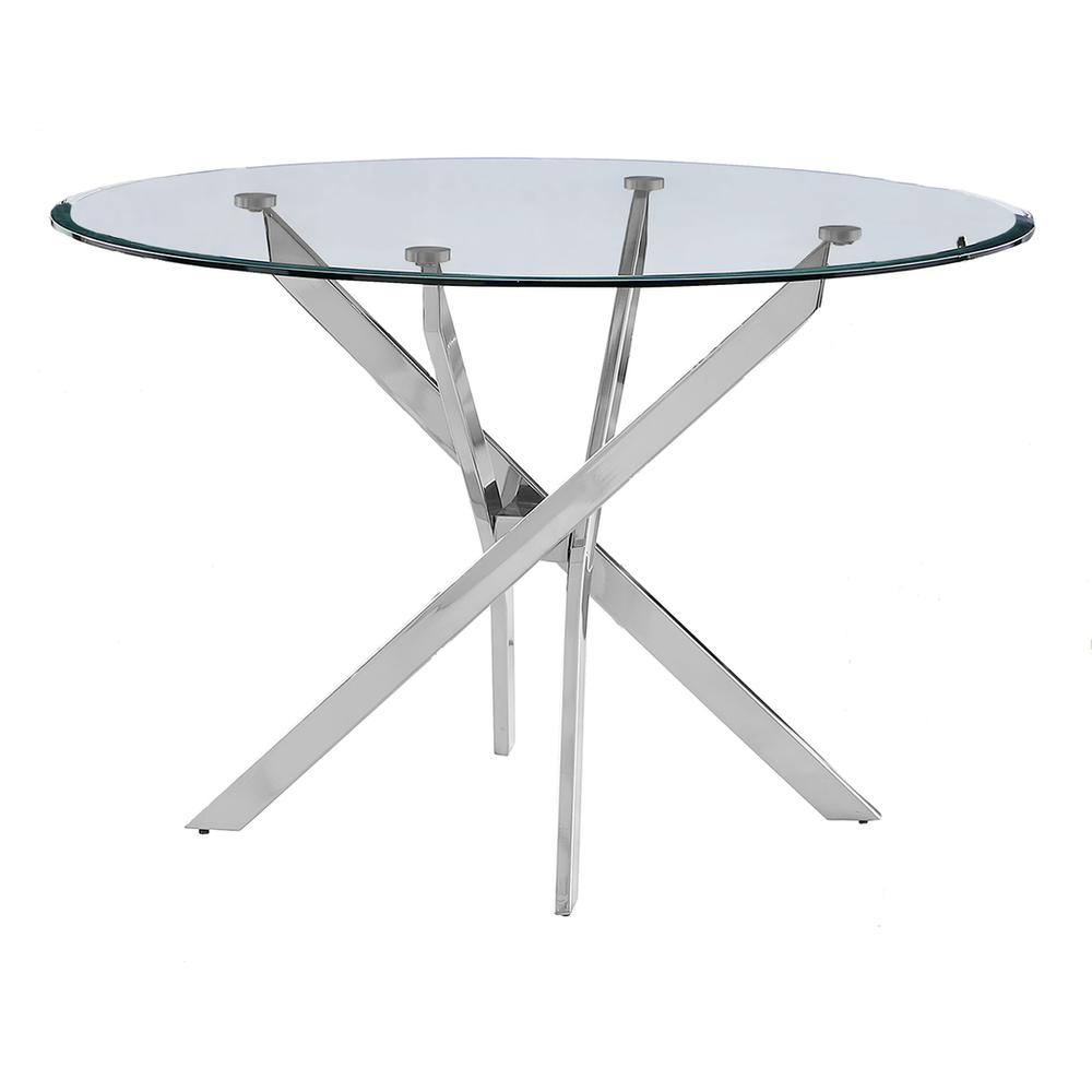 45" Round tempered glass table top with chrome base. Picture 1