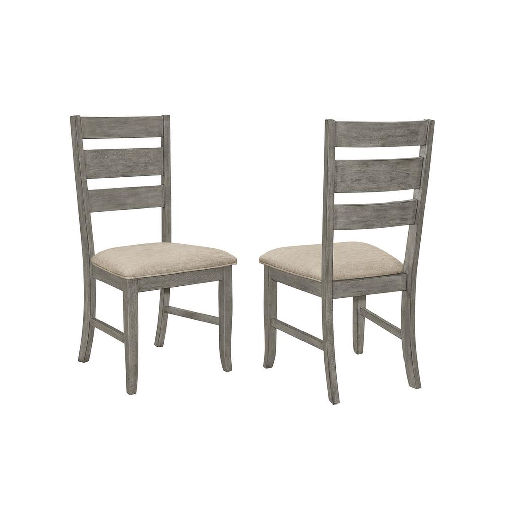 **SET OF 2** Upholstered Side Chairs with Ladder Back, Dark Grey. Picture 1