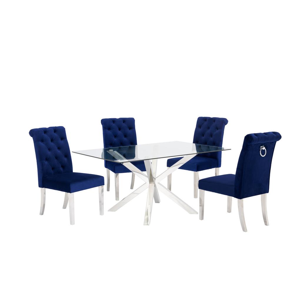 Contemporary Glass 5pc Dining Set. Picture 1