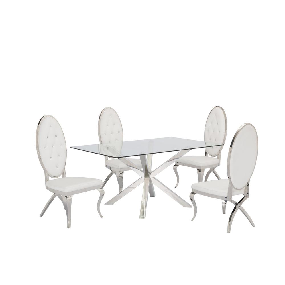 Contemporary Glass 5pc Dining Set. Picture 1