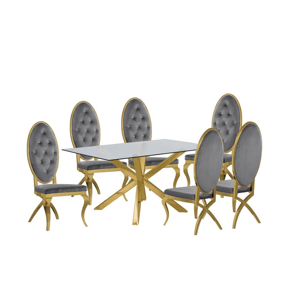 Contemporary 5pc Dining Set, Glass Dining Table. Picture 1